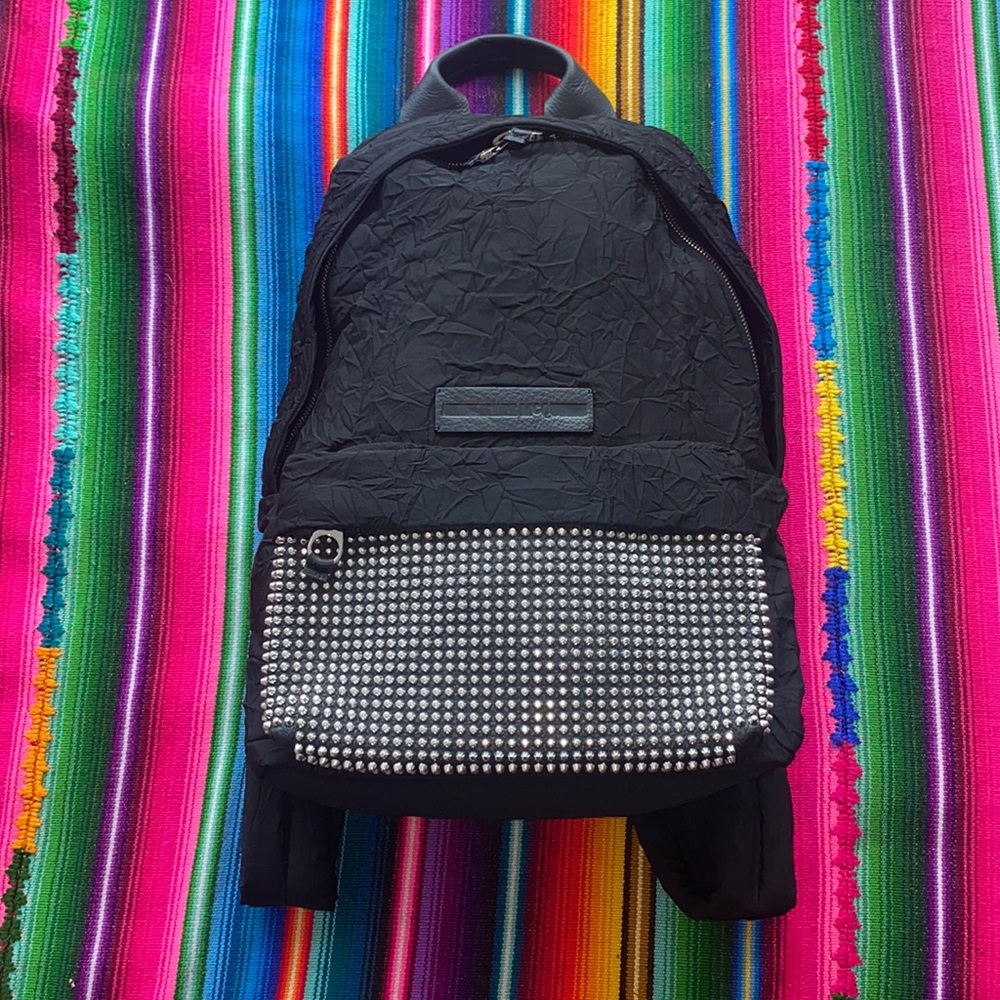 Alexander McQueen Silver Studded Stud Black Backpack